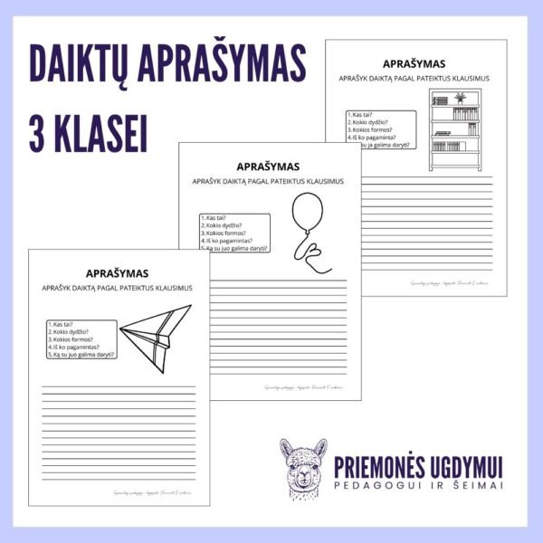 Daiktų aprašymas nuo 3 klasės